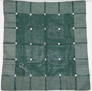 Green "Art Deco" Pocket Square (or Handkerchief) of Carl Van Vechten, with His Nickname "Carlo" S...