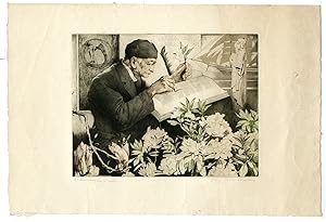 Antique Master Print-FLORAL-STUDY-FLOWER PAINTER-Langaskens-c.1930