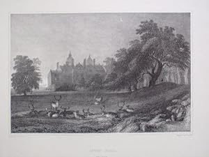 Original Antique Engraving Illustrating Aston Hall, Twilight, in Warwickshire. Published By T.Und...