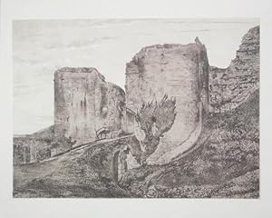 Original Antique Photo Lithograph Illustrating Corfe Castle (Second Gateway) in Dorset. Published...