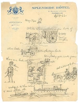 ILLUSTRATED REBUS LETTERS FROM FATHER TO SON 1919-1922 - CLEVELAND OH LAWYER