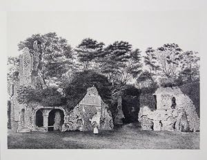 Original Antique Photo Lithograph Illustrating Sherborne Castle Ruins in Dorset. Published By J.P...