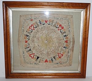 Framed Fine 1798 Valentine with Intricate Papercut Fretwork and Pinwork