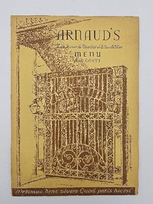Arnaud's New Orleans 1930s restaurant menu