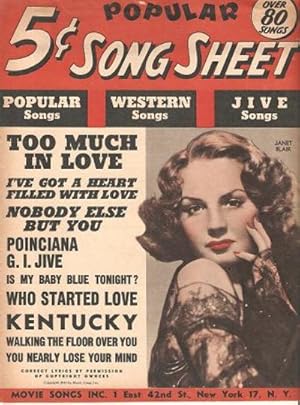 POPULAR FIVE-CENT SONG SHEET:; Popular Songs, Western Songs, Jive Songs
