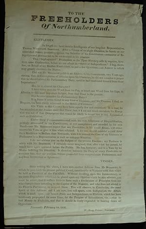To The Freeholders Of Northumberland