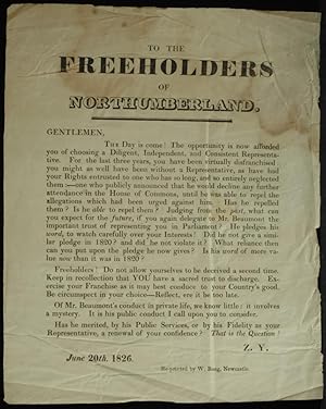 To The Freeholders Of Northumberland