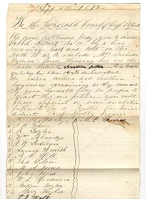 Cross County, Arkansas 1872 Petition to Divide School District no. 11 into two Districts