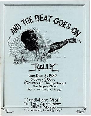 Flyer: And the Beat Goes On.Fred Hampton Rally, Sun. Dec.3, 1989