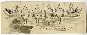 Antique Drawing-DUCK-PARADE-DUCK-DRAWING-HUMOR-Frenz-early 20th century