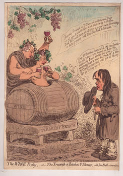The wine duty, -or- the triumph of Bacchus & Silenus; with John Bulls remonstrance. Original etch...