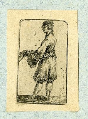 Antique Master Print-STANDING-FIGURE-FUR-ETCHING-Norblin-1745-1830