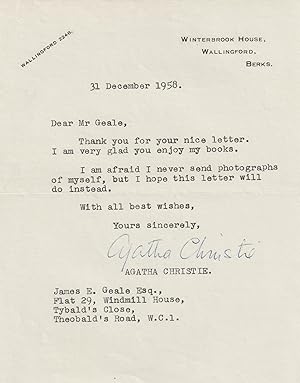 AGATHA CHRISTIE - An Extraordinary Archive of Signed Letters, Other Correspondence & Photographs ...