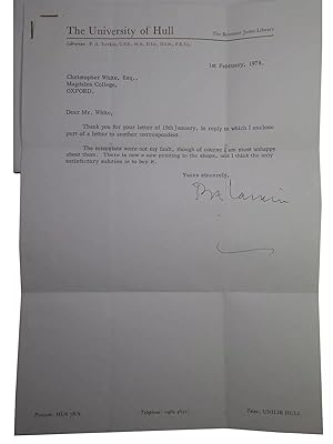 TYPED AND SIGNED LETTER - 'THE LESS DECEIVED'