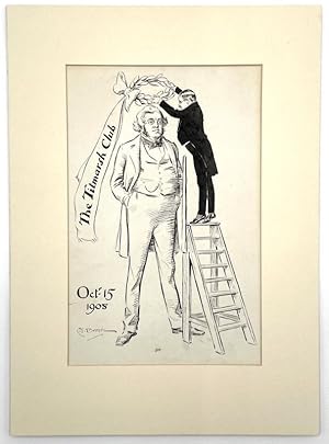 Original SIGNED Pen and Ink Drawing of William Makepeace Thackeray for The Titmarsh Club, Dated O...