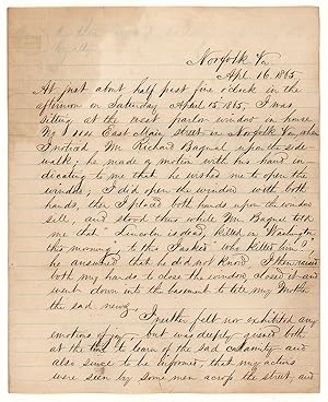 [Manuscript affidavit, signed, accounting for one womans reception of the news of Lincolns assa...