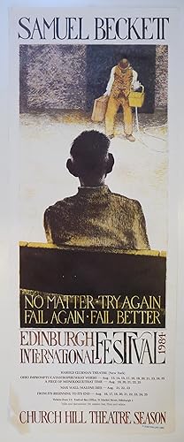 A tall poster advertising performances of Samuel Beckett's work at the Edinburgh International Fe...