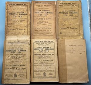 1906 1907 1914 1924 1926 1933 Wisden Paperbacks in Poor Condition