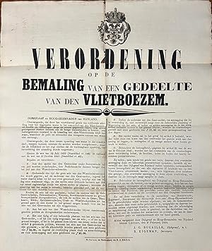 Printed publication 1856 | Verordening op de bemaling van een gedeelte van den Vlietboezem, Leyde...