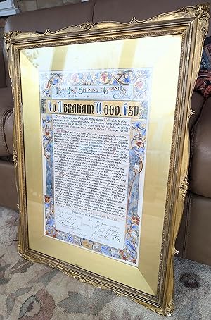 Irwell Bank Spinning Company Ltd 'To Abraham Wood Esq' an illuminated presentation manuscript,