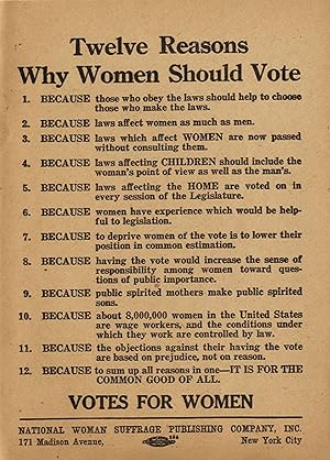 TWELVE REASONS WHY WOMEN SHOULD VOTE [caption title]