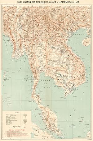 Carte des Missions Catholiques du Siam, de la Birmanie et du Laos.