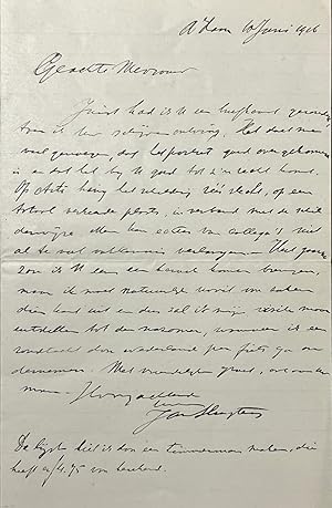 Manuscript letter 1916 | Letter of artist Jan Sluijters (1881-1957) to a lady who bought a portra...