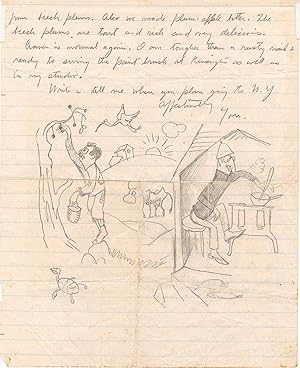 Drawing in an Early Autograph Letter Signed about Painting