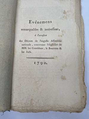 Événemens remarquables & intéressans, à loccasion des décrets de lauguste Assemblée nationale, ...