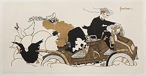 1900 French Art Nouveau Sagot Poster, Woman in Carriage (Horizontal Panel) Regular price