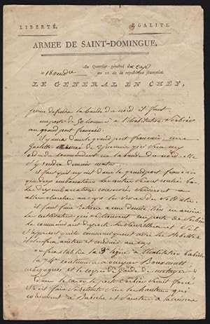Autograph Letter Signed by General Leclerc  October 10, 1802