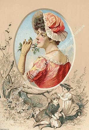 PRINT : 1887 ; Early summer girl. A modern colour reprint of an original illustration from the Il...