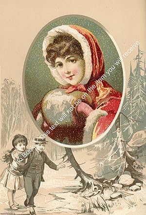 PRINT : 1887 ; Winter girl. A modern colour reprint of an original illustration from the Illustra...