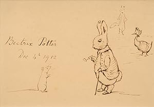 A fine original pen and inkdrawingdepictingOld Mr. Bouncer, Mr. Tod, Jemima Puddle-Duck and Hunca...
