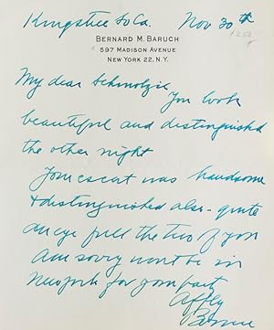 Autograph letter signed "Bernie," one page