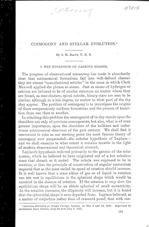 COSMOGONY AND STELLAR EVOLUTION.