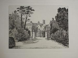Fine Original Antique Etched Print Illustrating Farnley Hall in Yorkshire By William Wheater. 1889.