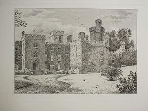 Fine Original Antique Etched Print Illustrating Mulgrave Castle in Yorkshire By William Wheater. ...