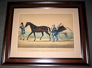 A Hard Road To Travel (Currier & Ives handcolored Lithograph: framed)