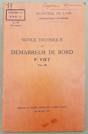 Notice Technique Du Démarreur De Bord Viet. Type 200.