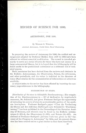 RECORD OF SCIENCE FOR 1886. ASTRONOMY FOR 1886.