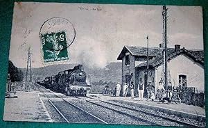 Carte Postale Ancienne - CUREL. La Gare avec train et animation.