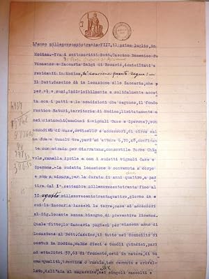 " Contratto di Locazione Signori Cascino e Zaccaria Luigi. Modica 1 Luglio 1930"