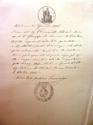 " Palermo 20 Gennaio 1896 Ricevo dal Signor Francesco Michelino, Barone di San Giuseppe la Somma ...