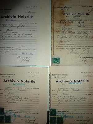 " Regno d'Italia, Archivio Notarile di Modica - Lotto di 4 Ricevute Annni 1934 - 1941"