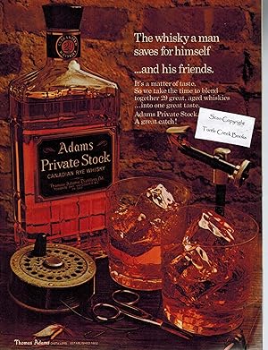 Adams Private Stock Canadian Rye Whiskey Ad - 1972 Vintage Advertisement