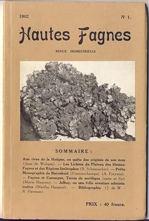 Hautes Fagnes. Revue trimestrielle. 28-me année. N° 1-4, 1962.