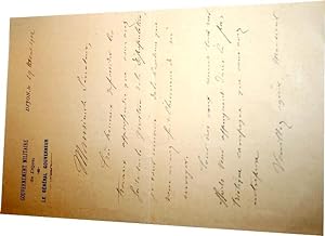 Lettre autographe signée à En-Tête Gouvernement Militaire de Dijon - Le Général Gouverneur - Dijo...