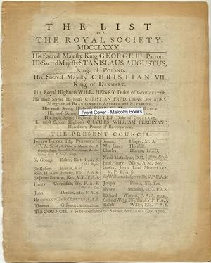 The List of The Royal Society MDCCLXXX ( 1780 )