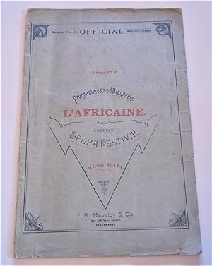 L'Africaine: Third Opera Festival, Music Hall (1883) Cincinnati (Ohio): Libretto, Programmes and ...